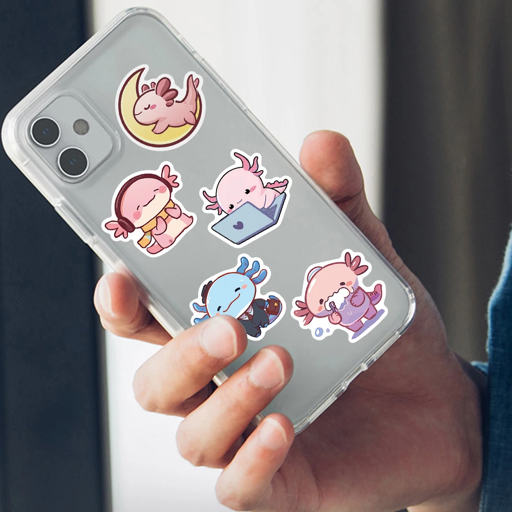 50pcs Funny Pink Salamander Cartoon Meme Aesthetic Stickers DIY Kindle Motorcycle Fridge Guitar Phone Suitcase Car Gifts Sticker