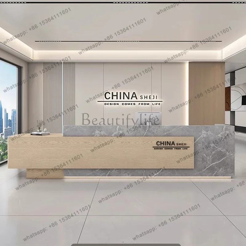 ld Luxury Long Reception Desks Modern Design Corner Unique Welcome Minimalist Aesthetic Bureau Commercial Furniture