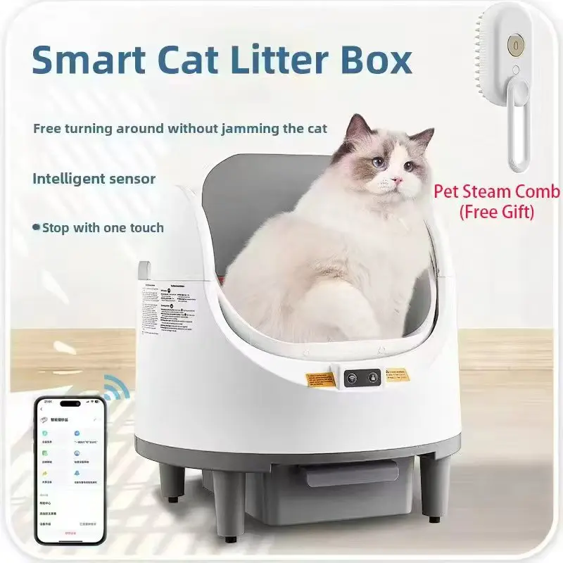 

Automatic Self Cleaning Cat Litter Box with APP Control Intelligent Semi-closed Cat Litter Pan Odorless Cat Litter Tray Supplies