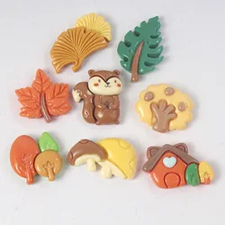 10/100pcs Face Squirrel House Mushroom Maple Resin Accessory Material Phone Case Hairpin Headpiece Cup Refrigerator Sticker