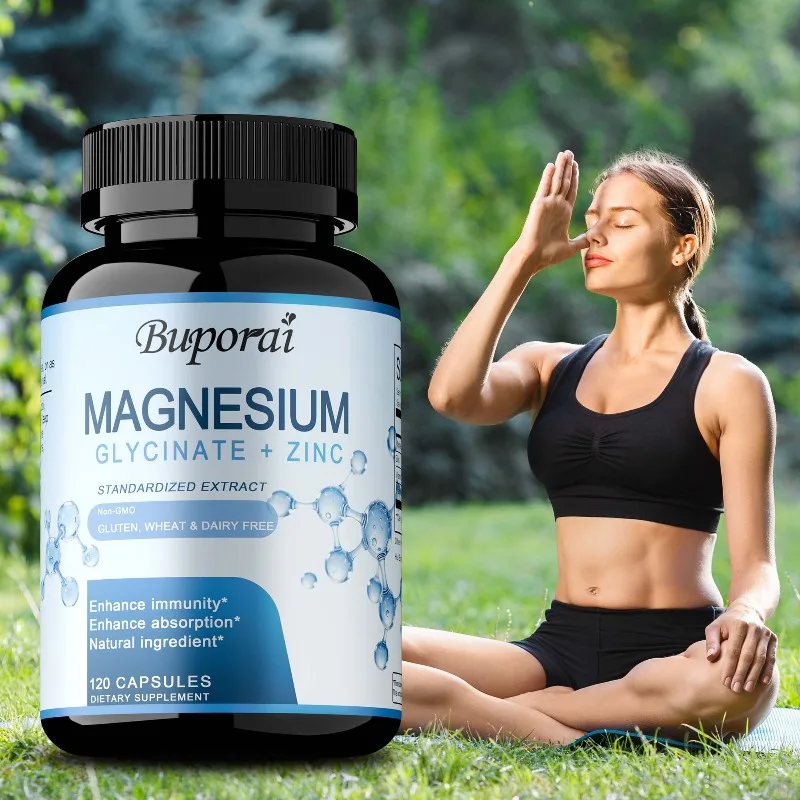 Magnesium Glycinate & Zinc Dietary Supplement - Improves Sleep, Relaxation, Muscles Recovery, Supports Brain and Nervous Health