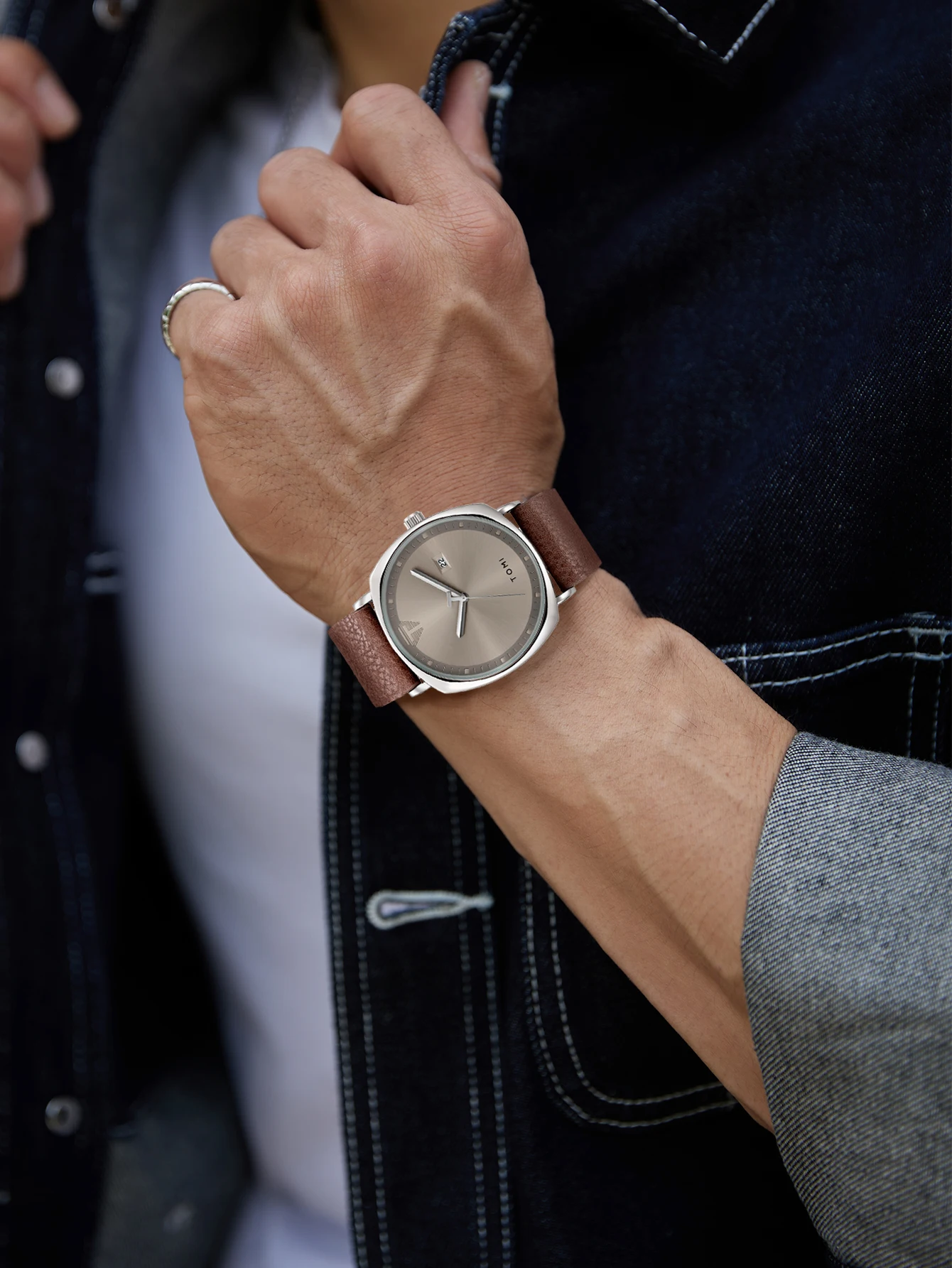 TOMI 3PCS Simple Business Men Watch Wallet Gift Box Set High Quality Classic Versatile Men Quartz Watch Clock Gifts Reloj