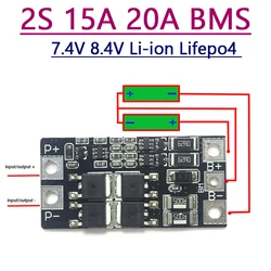 2S 15A 20A 7.4V 8.4V Lithium Battery 2 Cell 18650 Protection Board with Balance BMS Li-ion Lifepo4 Charger