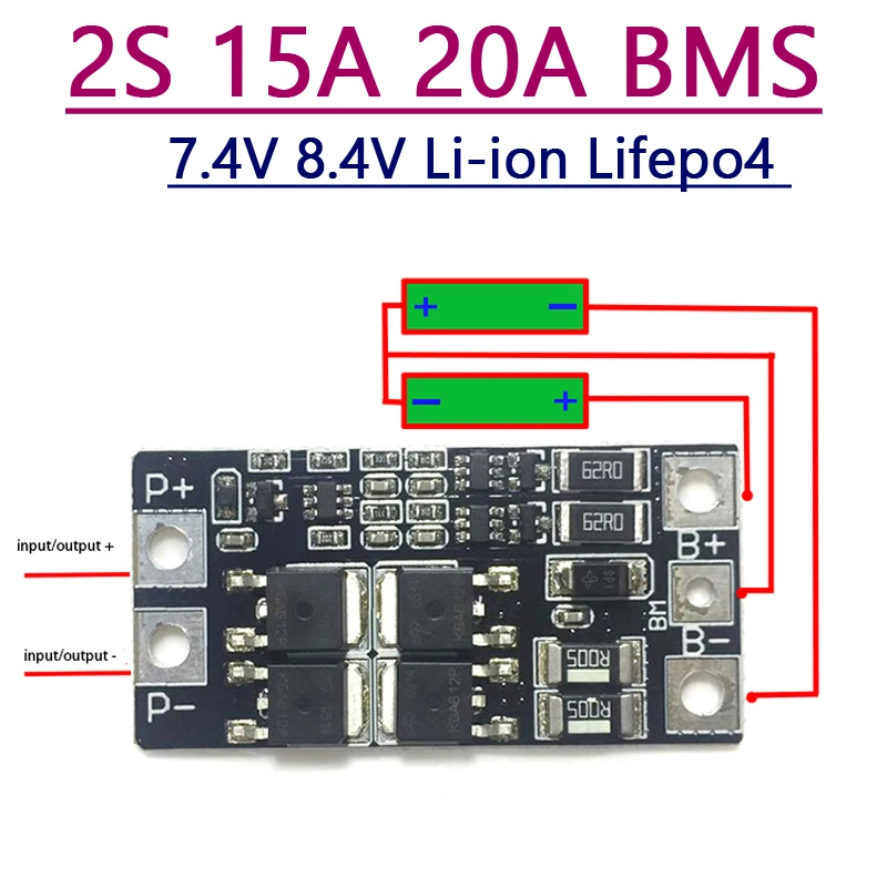 2S BMS 7,4 V 8,4 V 15A 20A 18650 tablica zabezpieczająca baterię litową z balansem ładowarka Li-ion Lifepo4
