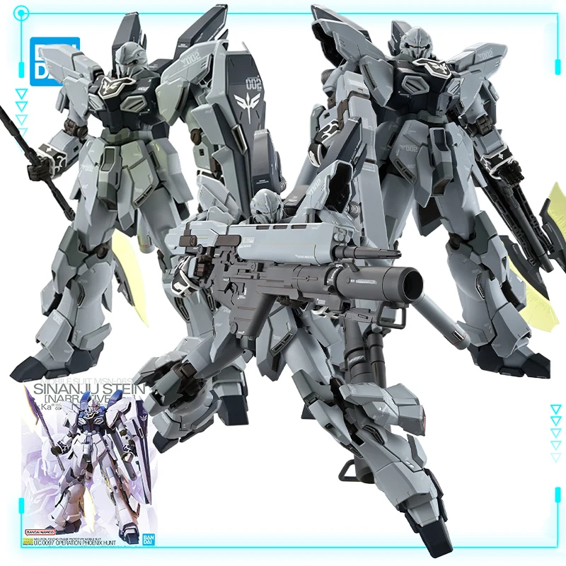 Bandai asli setelan Ponsel Gundam narative MSN-06S-2 Sinanju MG Stein Ver.Ka 1/100 Model perakitan figur aksi mainan