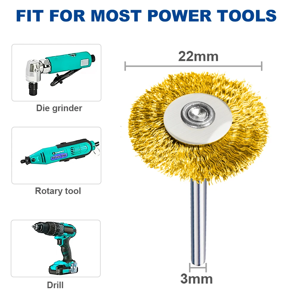 XCAN 10/20 шт., щетки из стальной проволоки, шлифовальный круг с хвостовиком 3 мм для аксессуаров Dremel, мини-дрель, вращающийся инструмент
