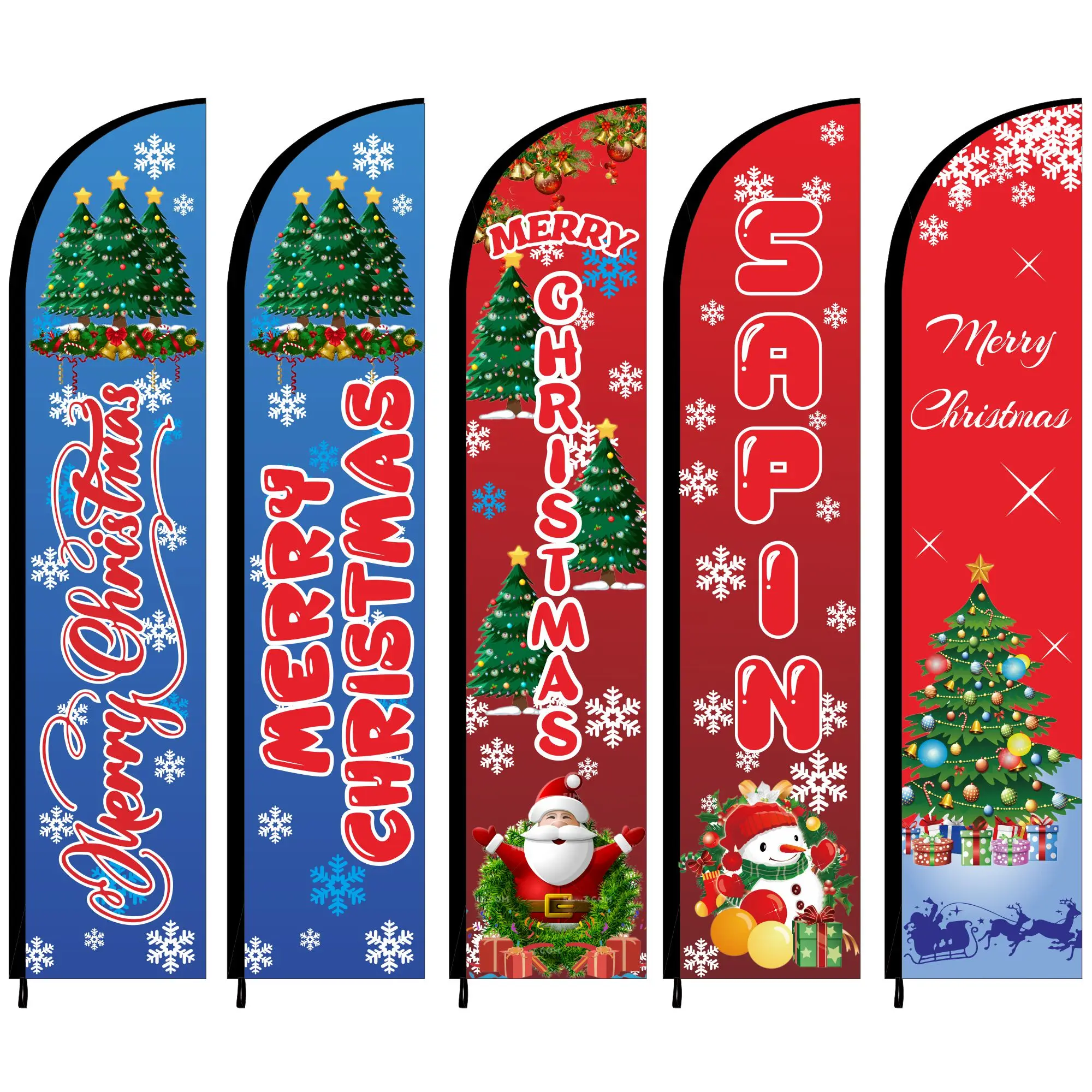 Feather Flag Beach Banner, Fabric only With No Stand, Happy New Year Holiday Merry Christmas Festival Celebration Tree Gift Sale
