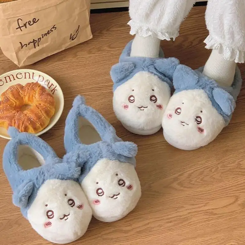 

Chii Kawa Usagi, зимние тапочки для девочек с героями мультфильмов, милые домашние нескользящие теплые тапочки и хлопковые тапочки, подарок на день рождения