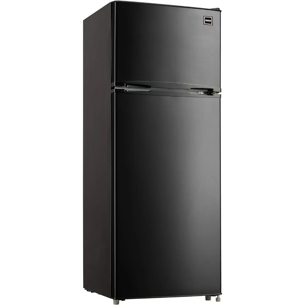 Apartment Size-Top Freezer-2 Door Fridge-Adjustable Thermostat Control-Black-7.5 Cubic Feet