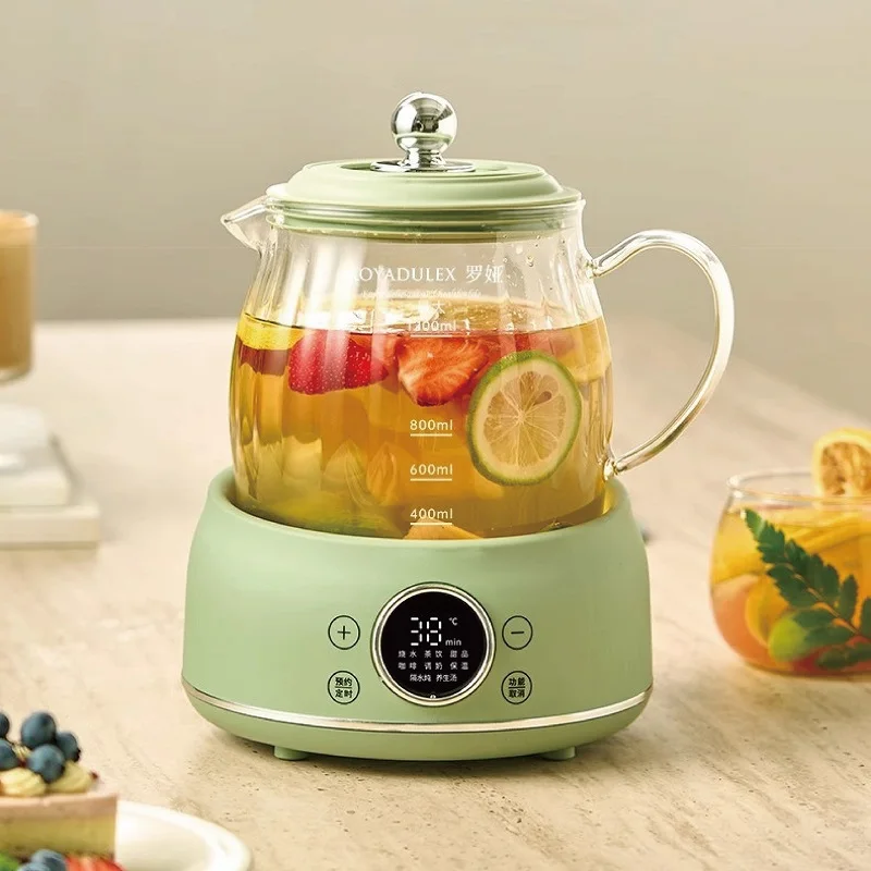 

1.2L Health Kettle Temperature Adjust Full Glass Tea Maker MultiFunction Appointment Flower Teapot Portable Electric Stew Cup