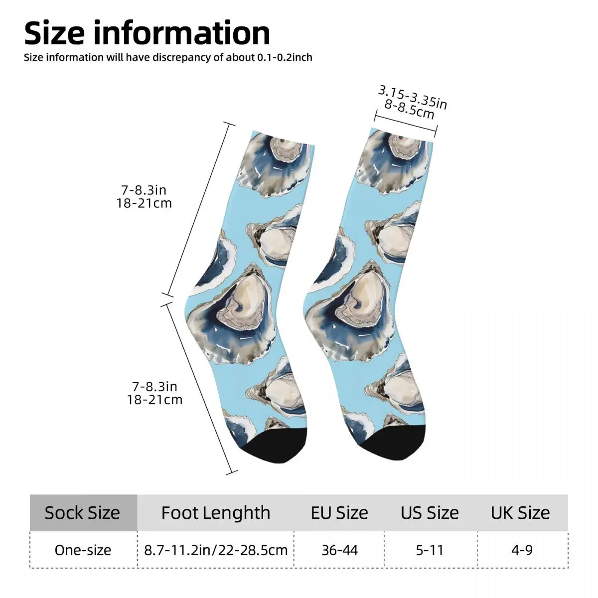 All Seasons Crew Stockings Coastal Theme Oyster Shell Pattern Socks Fashion Long Socks for Men Women Valentine's Day Gifts