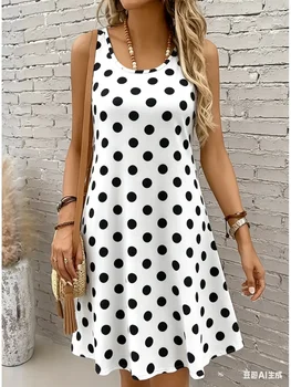 Women's Summer Dress,Simple Sleeveless Floral Sundress, Beach O-Neck 3D Print Dress for summer clothes,Casual summer outfits
