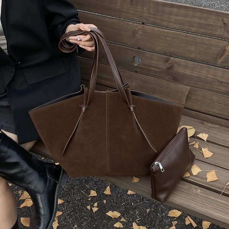 

Light Luxury Brand Designer Wing Bag New Frosted Suede Tote Bag Solid Color Versatile Large Capacity Women Storage Underarm Bags