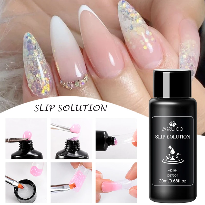 

20ml MSRUIOO Nail Liquid Slip Solution For Nail Cleanser with Dual-Ended Brush,and Crystal Cup For Nail Extension Liquid