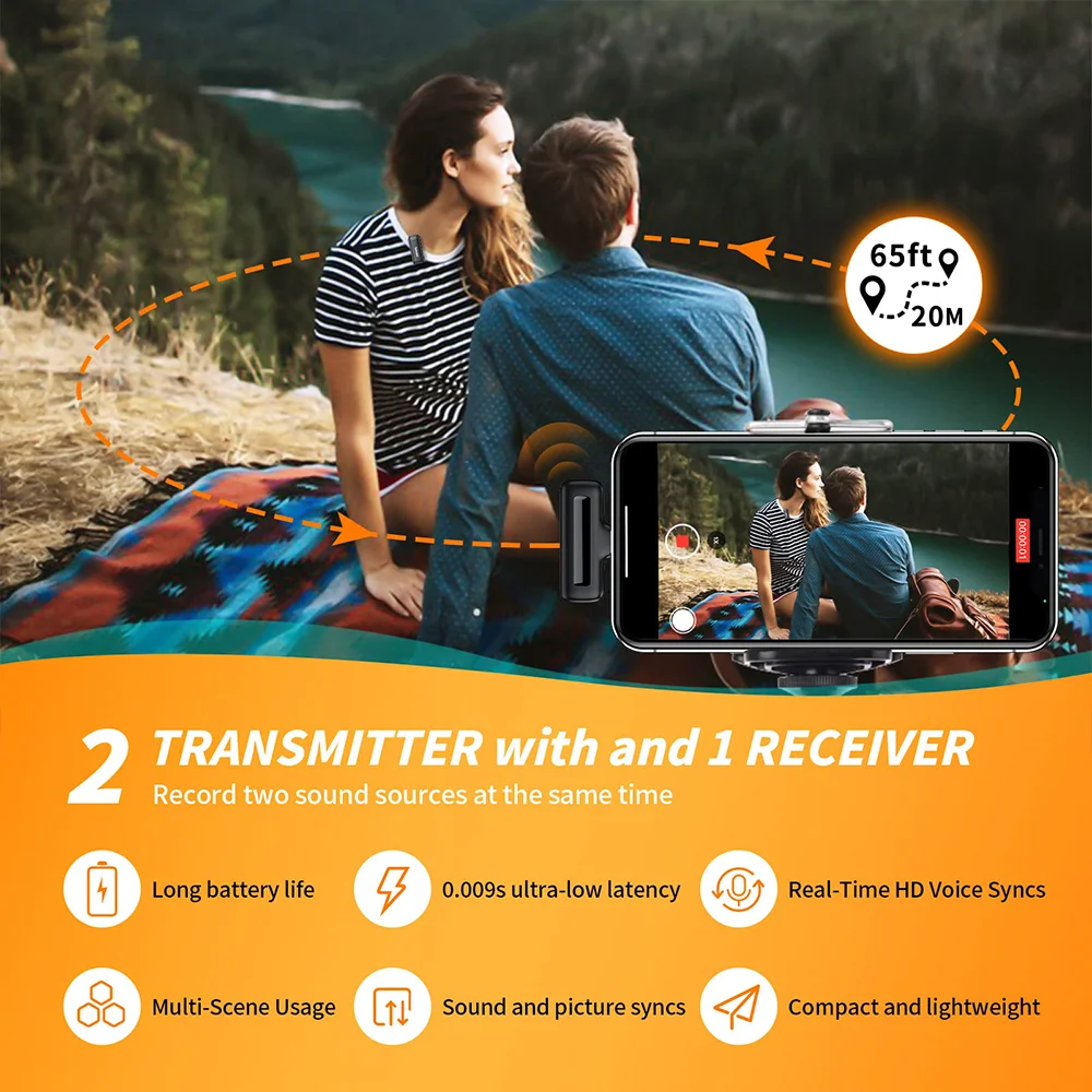 Portable Wireless Microphone Lavalier Audio Video Recording Mic Mini For IPhone iPad Android Phone Microfonoe With Charging Case