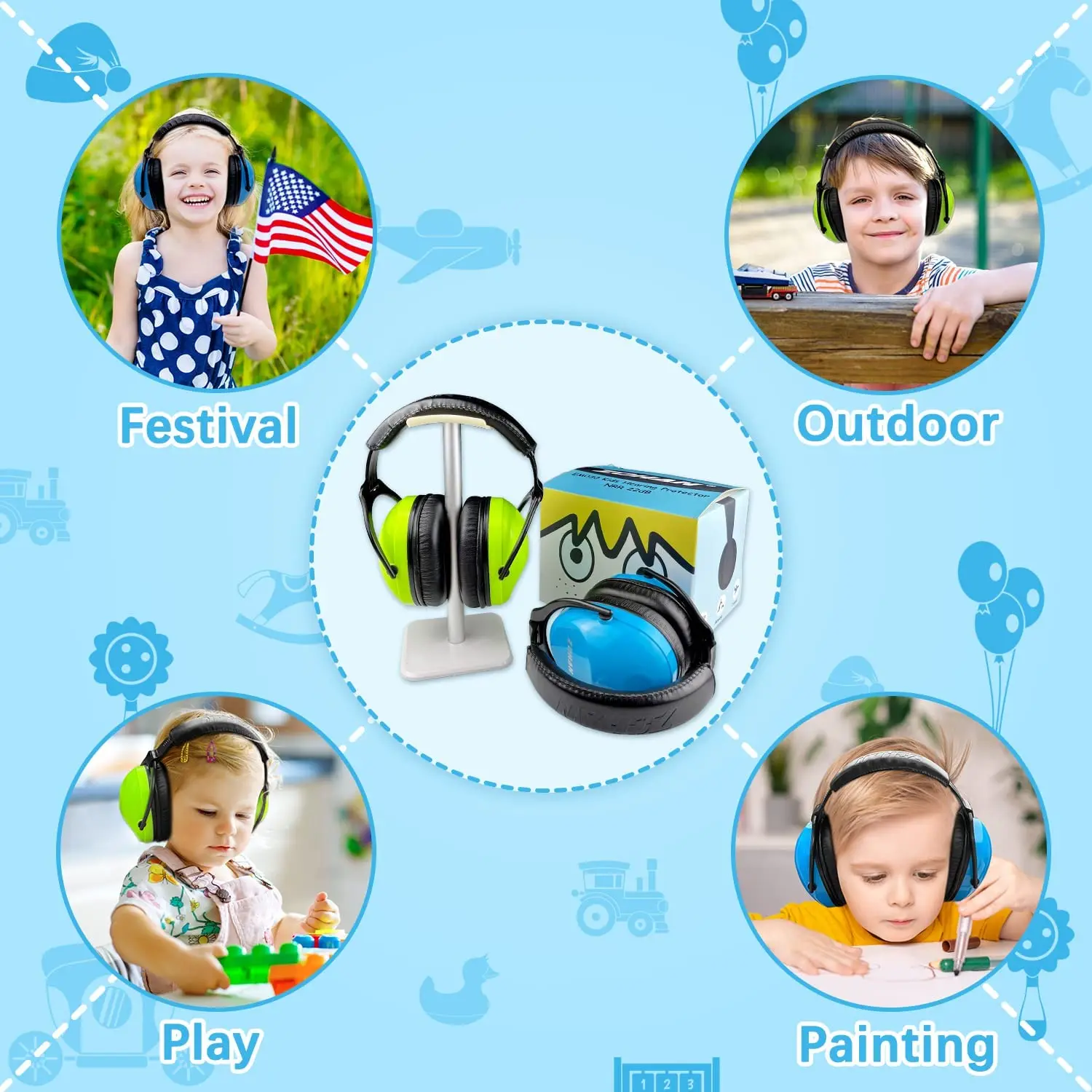 ZOHAN Kids ochrona słuchu pasywne nauszniki zestaw słuchawkowy z redukcją hałasu DIY nauszniki dla autyzmu dzieci