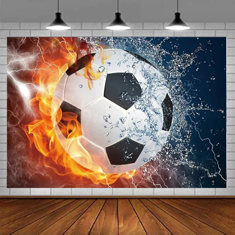 

Ice Fire Football Photography Backdrop Sports Game Soccer Stadium Boy Birthday Baby Shower Party Cake Table Decor Background