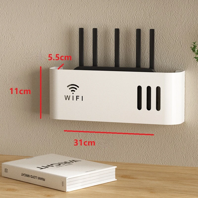 الحائط اللاسلكية موزع إنترنت واي فاي الجرف ABS صندوق تخزين من البلاستيك راوتر رف كابل قوس الطاقة صندوق منظم لغرفة المعيشة #6