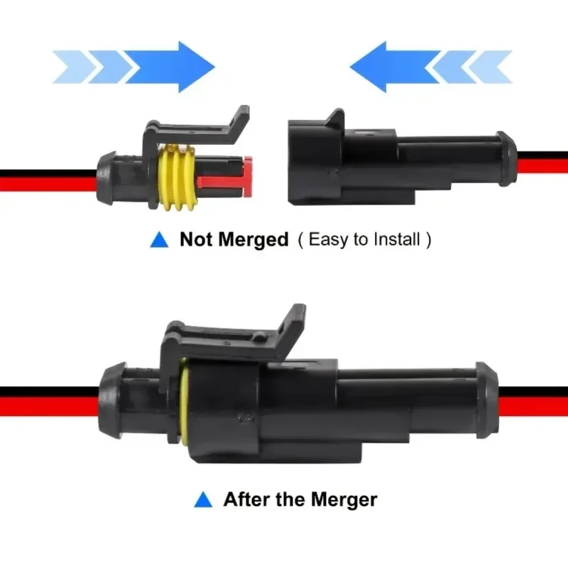 10pcs/5sets 2 Pin Way Connector Waterproof Connectors Male & Female Way 20 AWG Wire for Car Truck Boat Electrical Connector