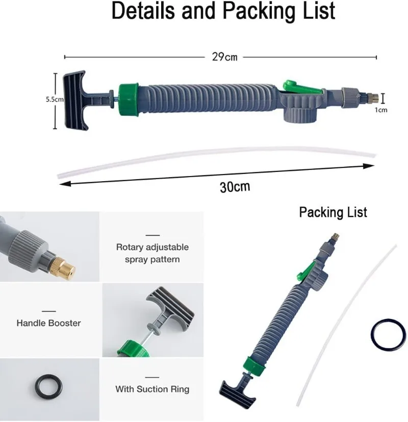 Sprayer -Outdoor Pressure Sprayer with Full Range Spray Gun Nozzle Pump.Use Plastic Bottle with Water for Garden Plant Watering