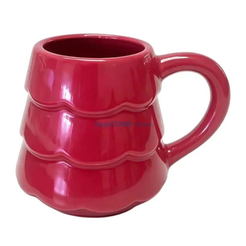 Holiday Tree Coffee Cup with Tiered Profile and Side Grip for Coffee, Tea, Milk, Warm Chocolate, and Seasonal Service