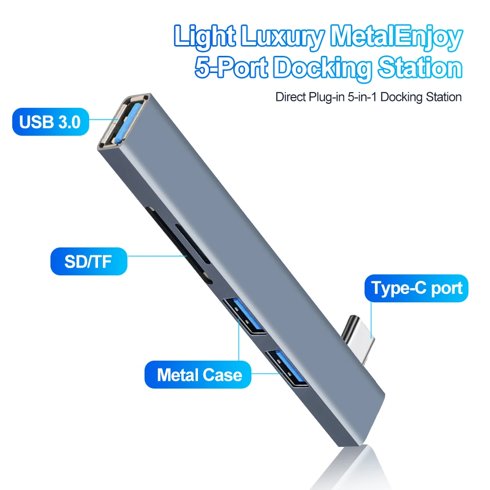 5-in-1 USB 3.0 Hub USB C Hubs 5Gbps نقل نوع C إلى USB SD TF محول USB 3.0 الفاصل OTG محول لأجهزة الكمبيوتر المحمول ماك بوك