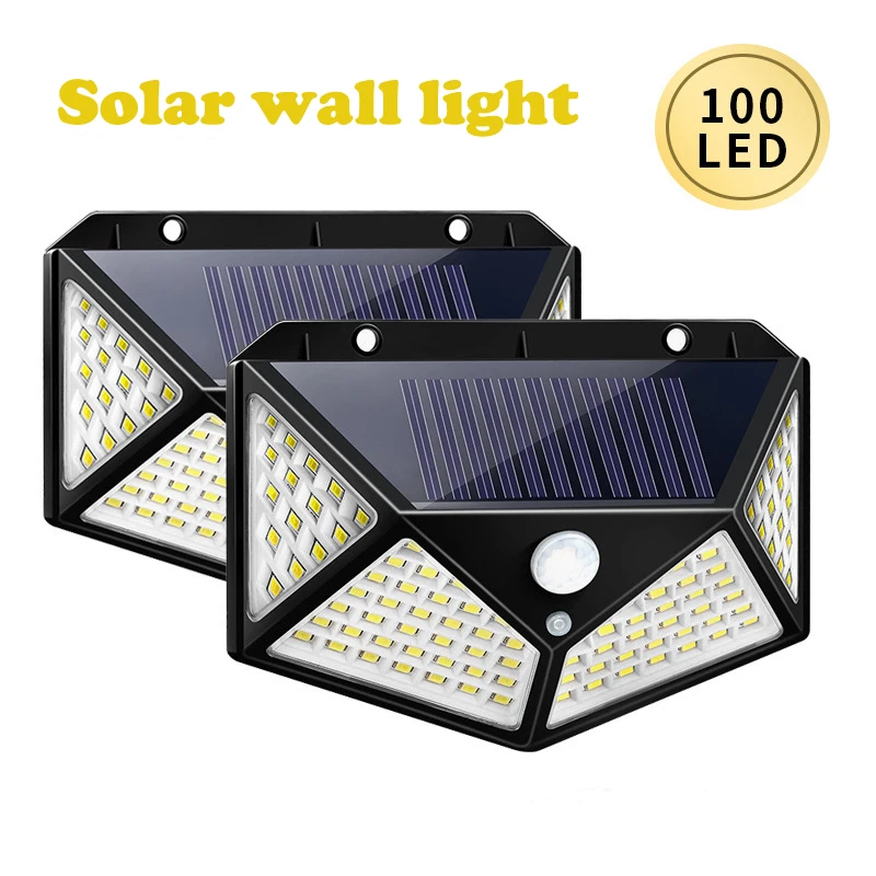 

100LED Solar Wall Lights Outdoor Waterproof Solar Porch Lights Garden Spotlight Streetlight with Motion Sensor