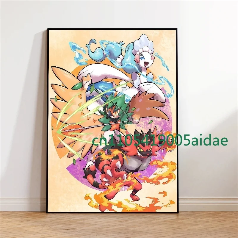 البوكيمون أنيمي السنجاب تشارماندر Bulbasaur المشارك يطبع ديكور المنزل لغرفة المعيشة المشارك قماش اللوحات الزخرفية HD