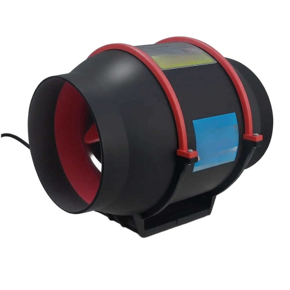 Black Red 4 Inch Circular Duct Fan for Ventilation in Bathroom Kitchen Basement with Enhanced Airflow and Compact Design