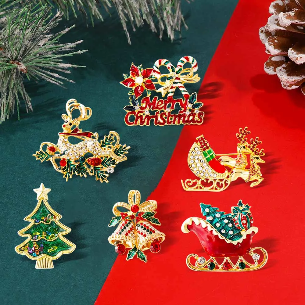 クリスマスエルクブローチ レディースファッションデコレーション カラーニードル チェストフラワー 衣類アクセサリー