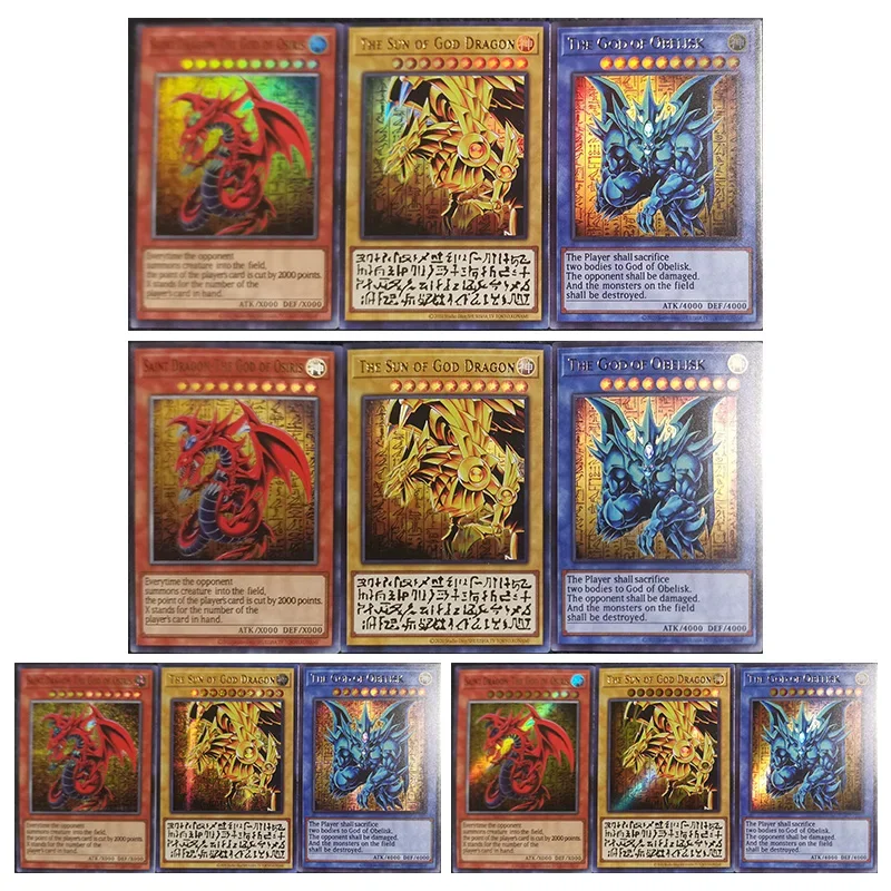 Anime Yu-Gi-Oh DIY ACG Slifer the Sky Dragon Tabletop Battle Game Laser Cards Toys for boys Collectible Cards Birthday Present