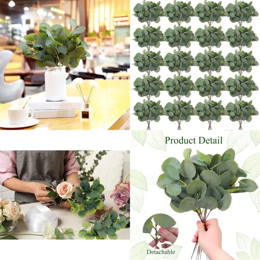 

100 Pcs Artificial Eucalyptus Stems, 11.8 Tall, Silver Dollar Eucalyptus, Fake Greenery for Floral Arrangements, Vase Decor, Gra