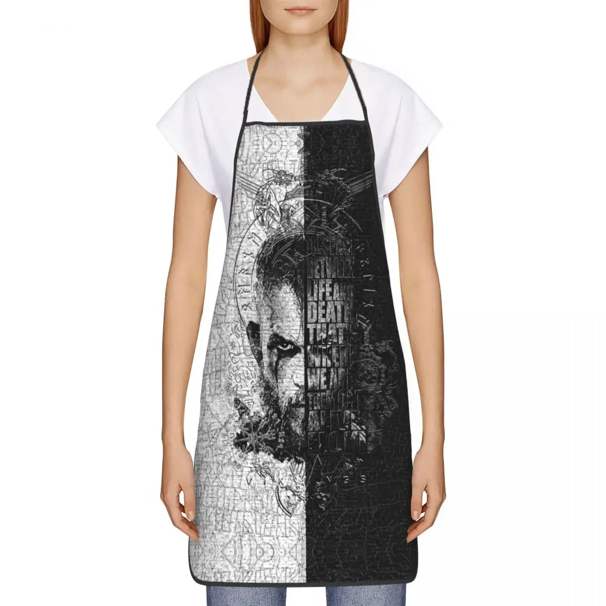 Vikings King Ragnar Lothbrok Quotes Kitchen Chef Cooking Baking Apron Women Men Valhalla Warrior Tablier Cuisine for Painting