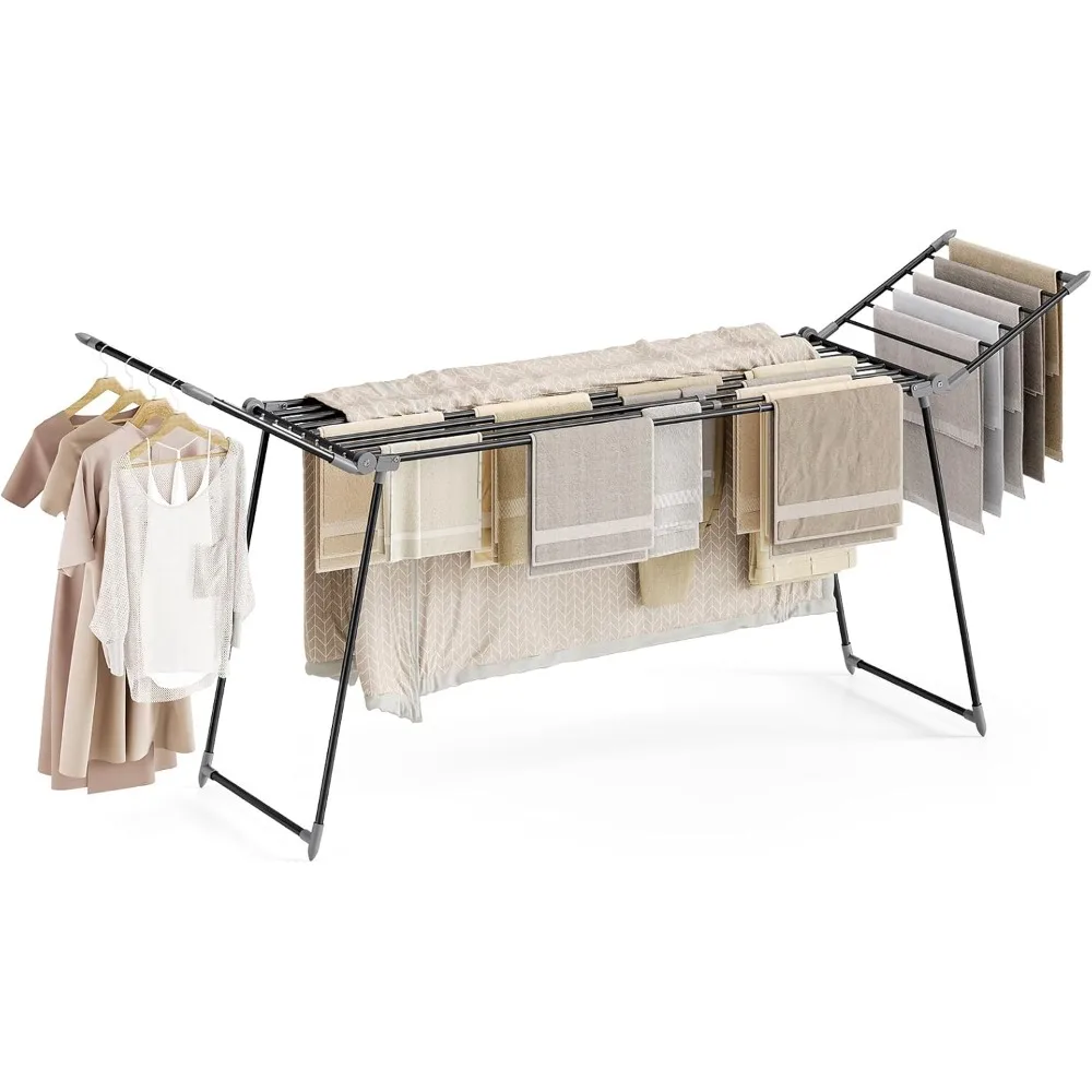 

Clothes Drying Rack Foldable, Large Drying Rack for Clothing Retractable, Winged Laundry Rack Folding Indoor Outdoor