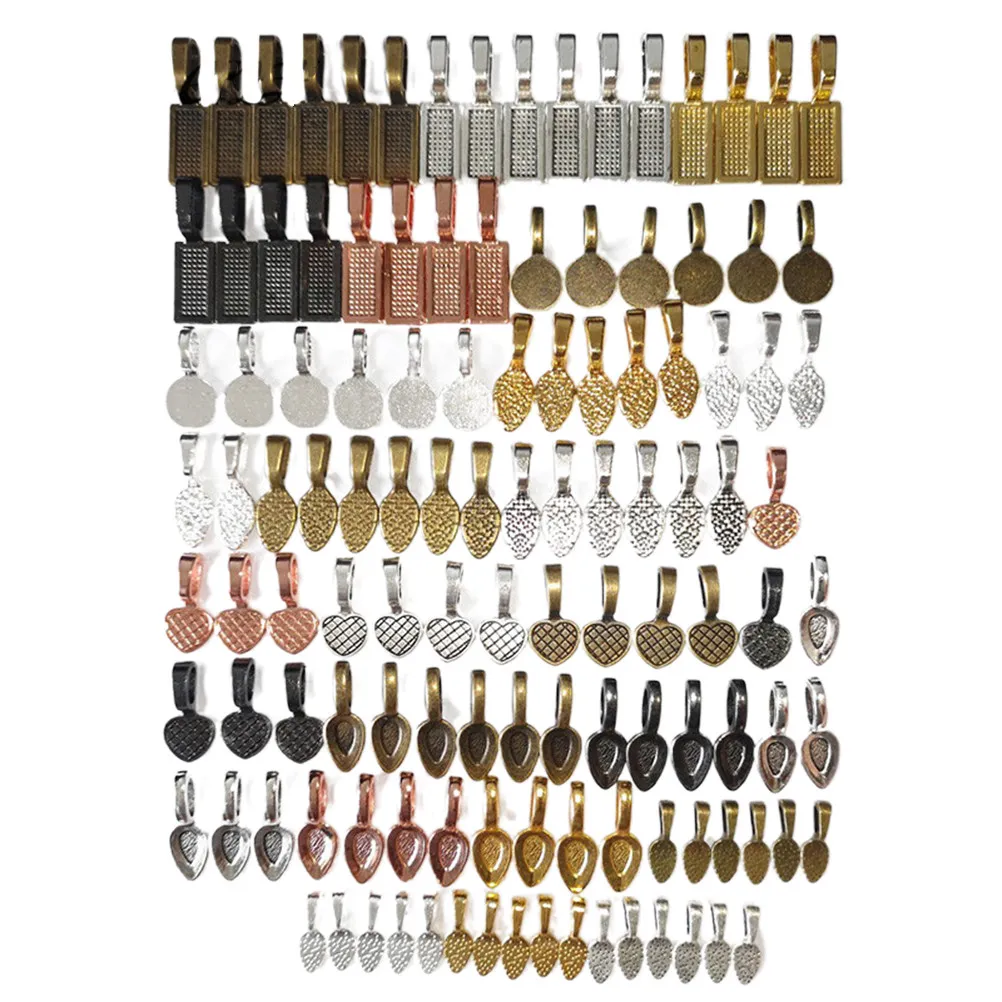 

240Pcs Zinc Alloy Shovel Pendant Trays Glue on Bails DIY Jewelry Accessories Flat Pad Cabochon Bezel Settings Handmade Necklace