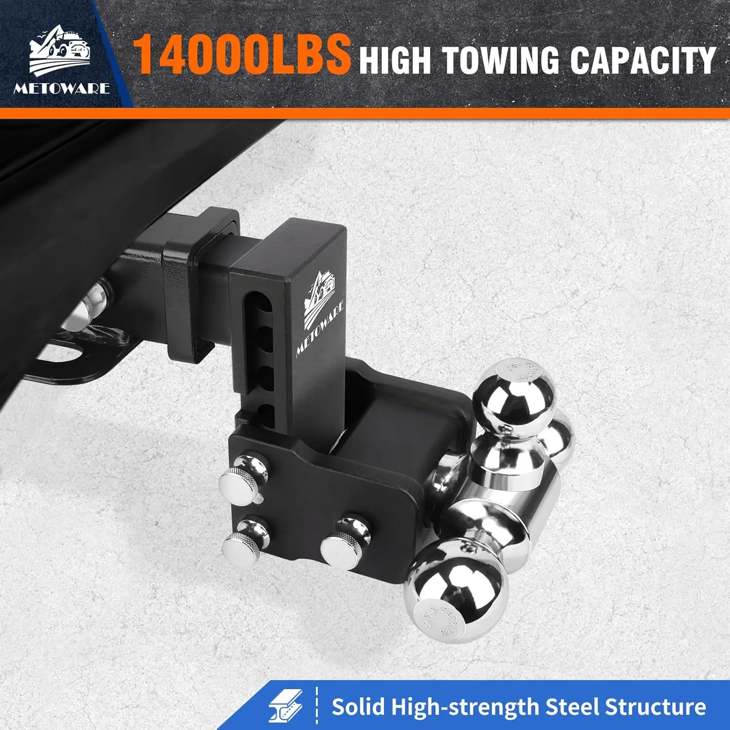 Trailer Towing, Metal Material, No Color Mentioned, Adjustable Drop/Rise and Anti - Theft Lock