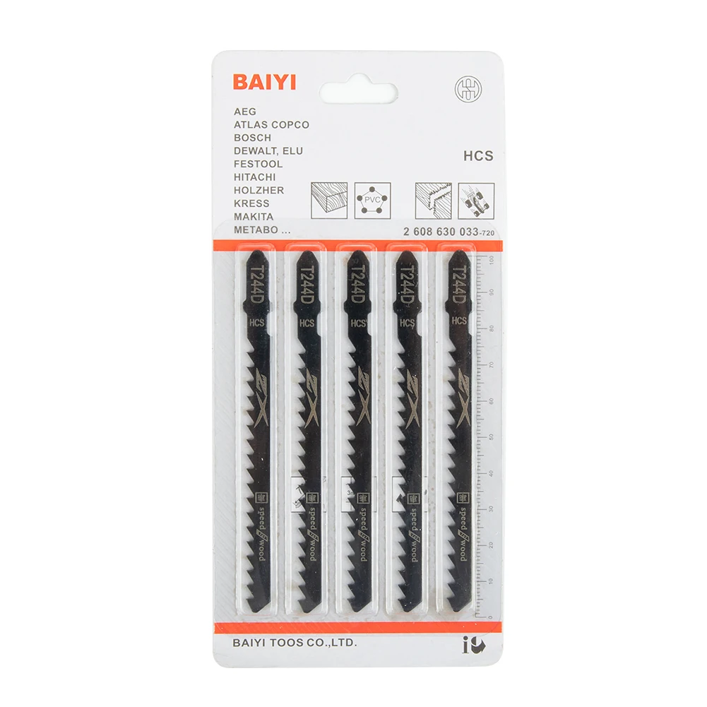 

10pcs HCS Jig Saw Blades T244D T-Shank Curved Jigsaw For Cutting Wood Board Plastic For Makit Power Tools Accessories
