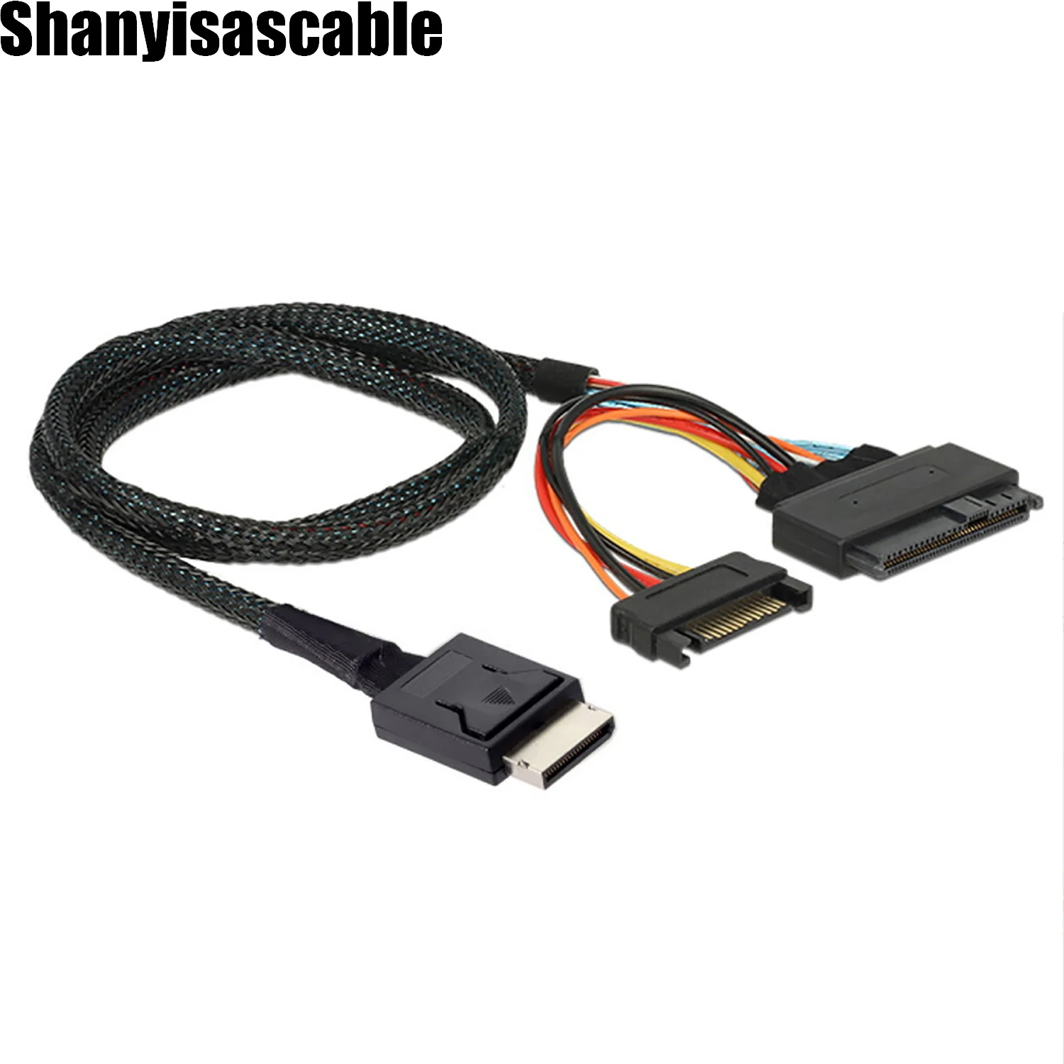 0.5M Gen 4 Oculink SFF-8611 4I to PCIe SFF-8639 U.2 NVMe with SATA 15P male Power server 85-Ohm cable