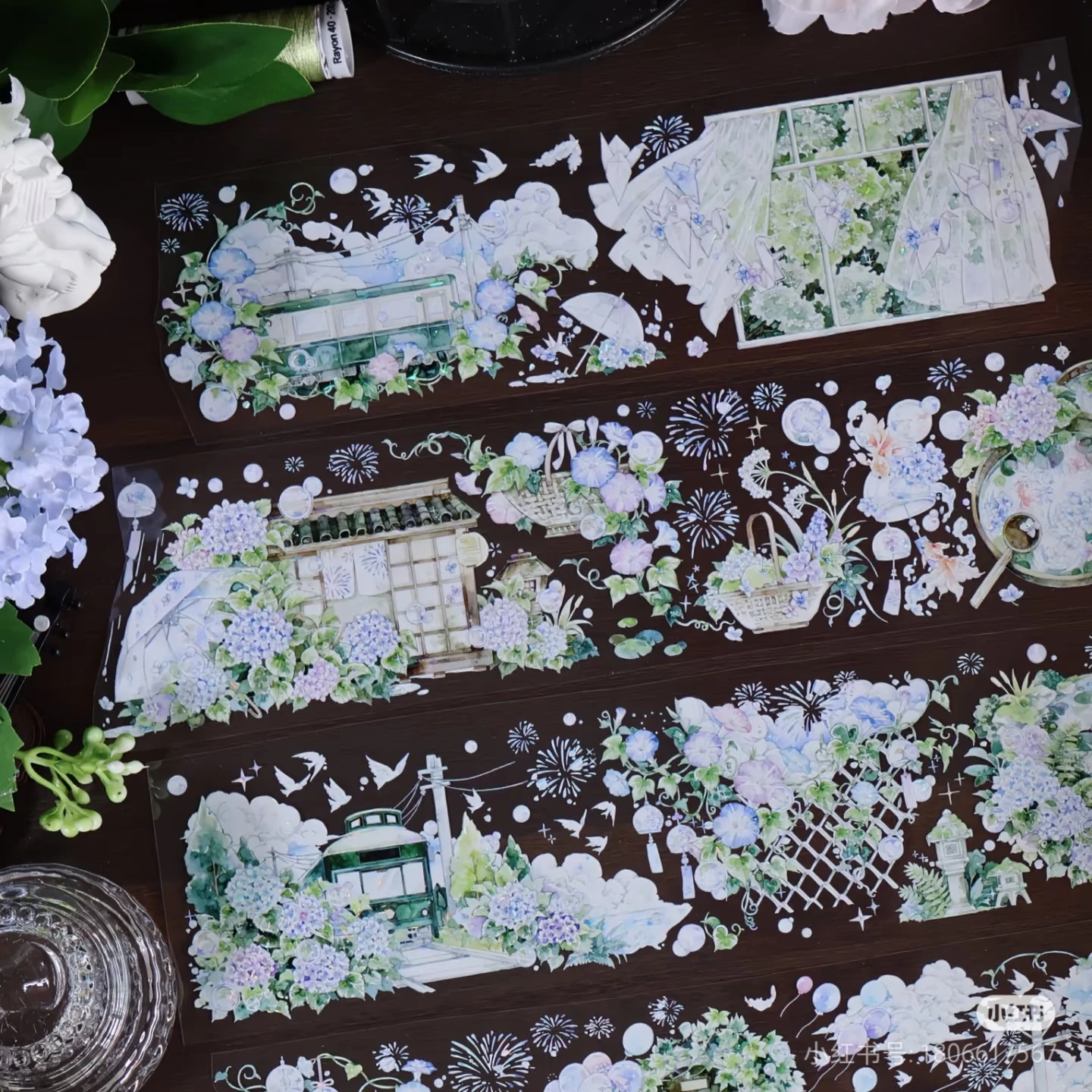 5M Shining Summer Style Poem Shell Shiny Pet Washi Tape Planner Journal Badge Diy Flower