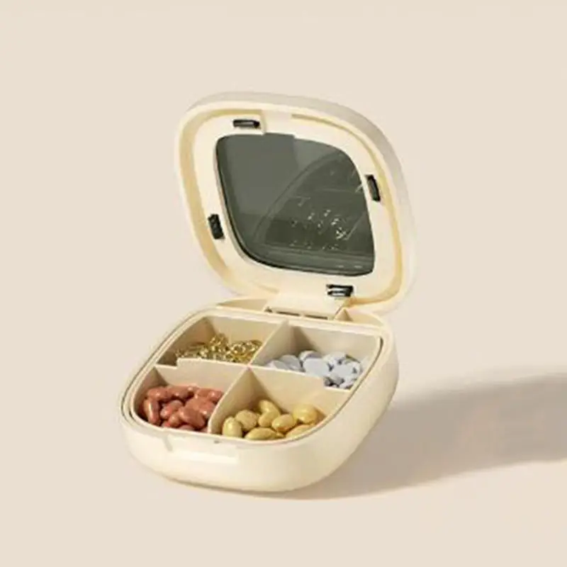 منظم حبوب السفر اليومي المحمول المقاوم للرطوبة 4/6 حجرة حامل دواء اللوحي لتخزين الأدوية ومحفظة الجيب