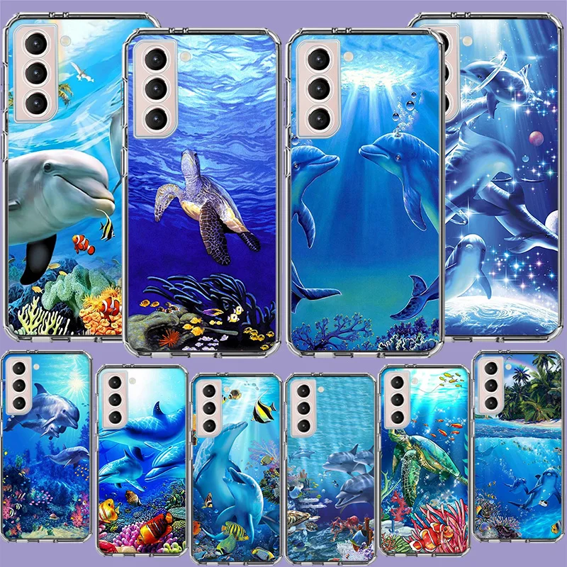 Deep sea turtle dolphin landscape Phone Case For Samsung A04 A04S A15 A25 A35 A55 A05S Note 20 Ultra 10 Lite 9 8 M51 M32 M30S