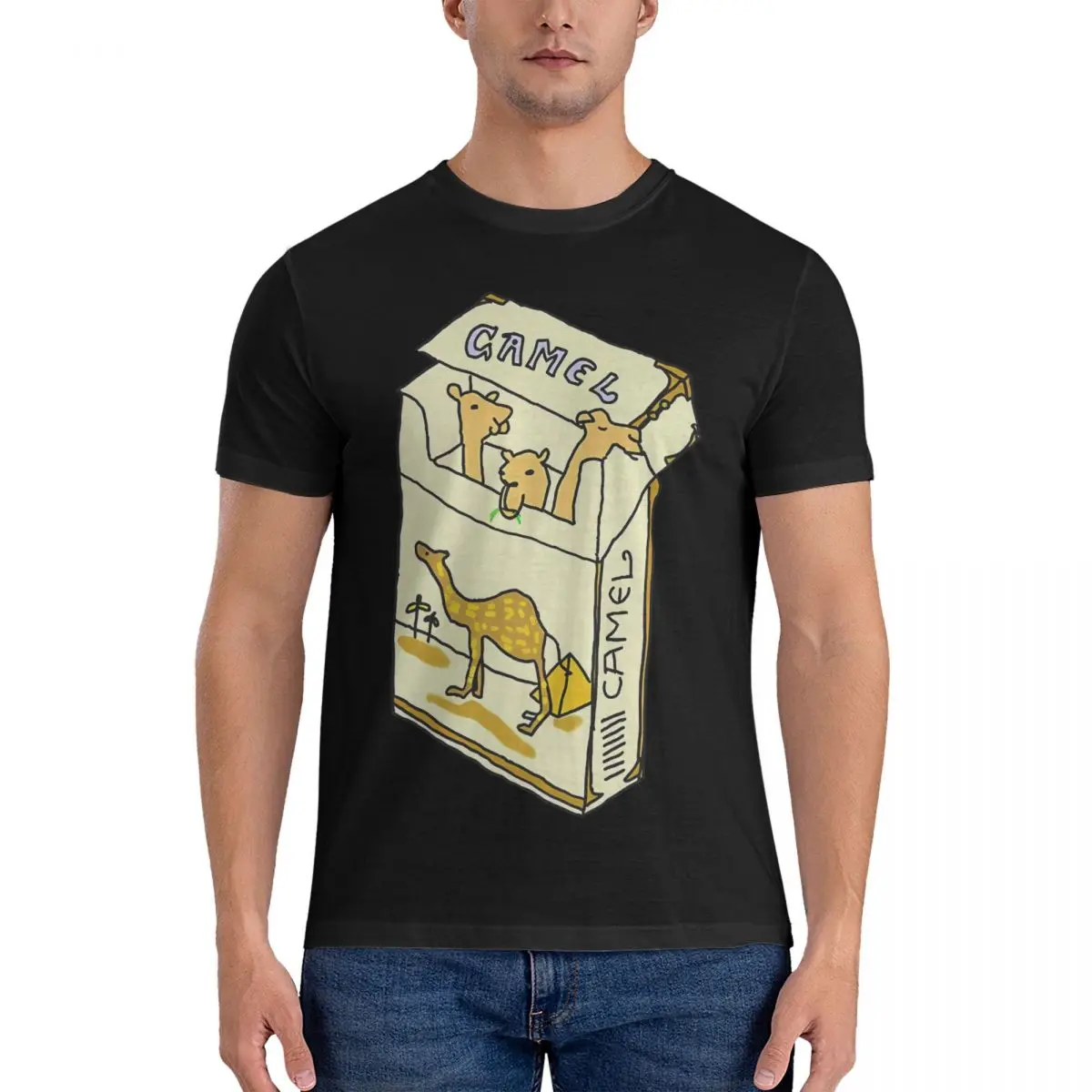 Cigarette Men T Shirt Camel Fashion Tee Shirt Short Sleeve Crewneck T-Shirts Pure Cotton Unique Clothes