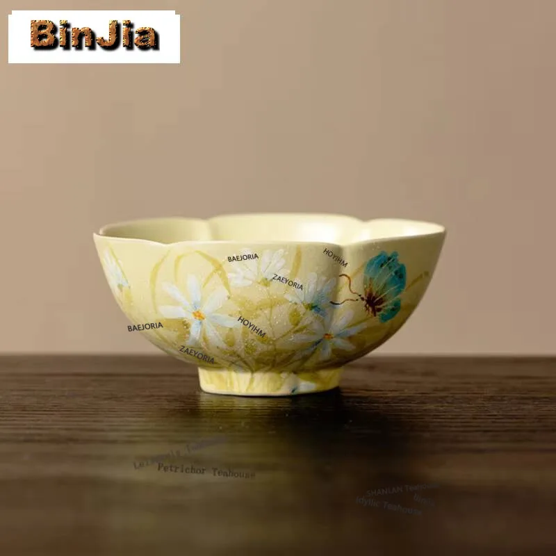 

80ml Hand-painted Daisy Teacup Antique Tea Bowl Tea Cup Set Tea-tasting Fragrance Cup Chazhan Master Cups Teaware Ornaments