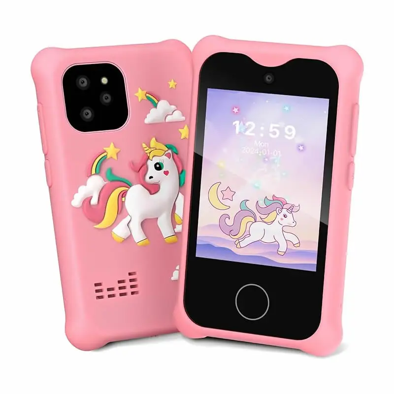 Cámara Digital para Niños, Teléfono Inteligente, Reproductor MP3, Juguetes con Cámara, Pantalla Táctil, Unicornio, Móvil para Bebés, Juguetes Educativos para Niñas y Niños de 3 a 8 Años