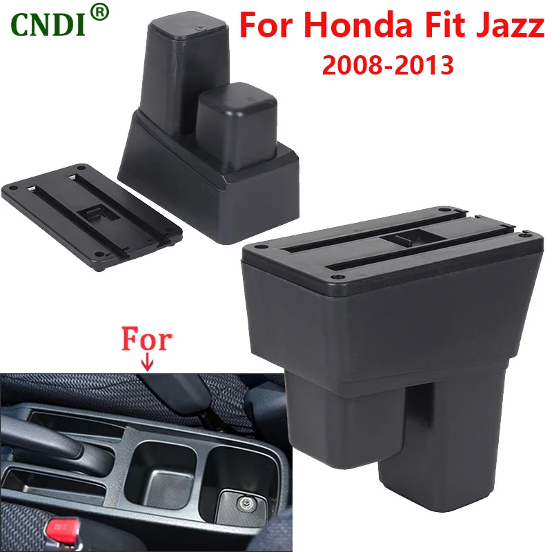 Armrest For Honda Fit Jazz Armrest Box 2009 2010 2011 2012 2013 Car Storage box Interior Details Retrofit parts Car Accessories