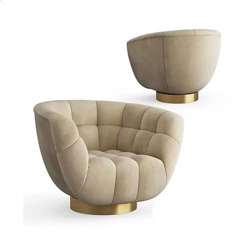 

High-quality luxury gold stainless steel base single leisure chair with simple technical fabric