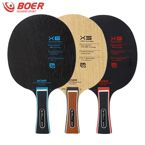 BOER X5 X3 X6 탁구 라켓 블레이드 짧은 긴 핸들, ITTF 승인 탁구 패들, 훈련 대회 야외 스포츠용