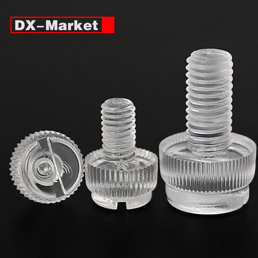 Tornillo de pulgar ranurado M3 PC, perno de ajuste de plástico transparente M3-M8, F006