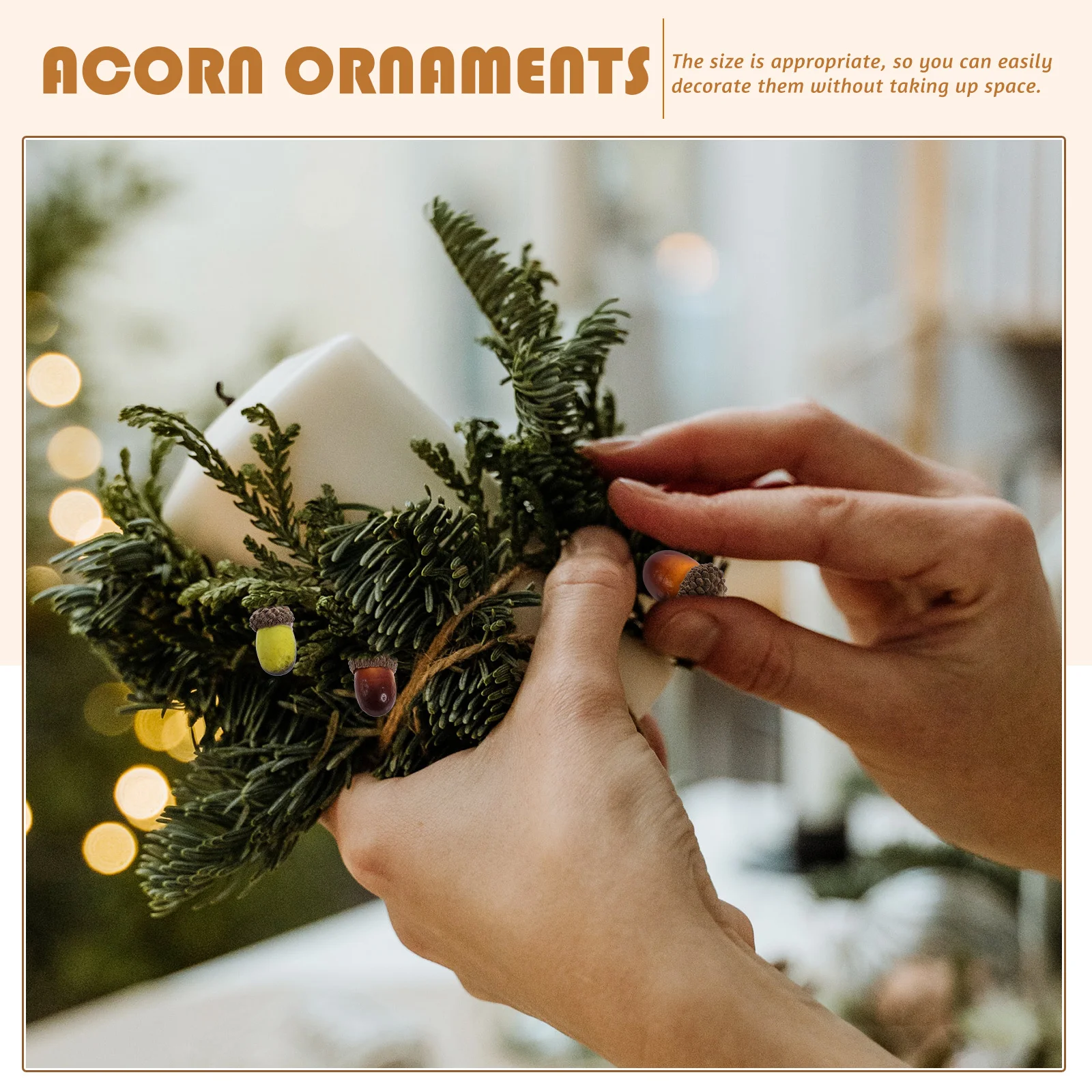 

100pcs Simulation Acorn Ornaments Fall Decor For Diy Wreaths Garlands Christmas Tree Home Office Decoration Artificial Acorns