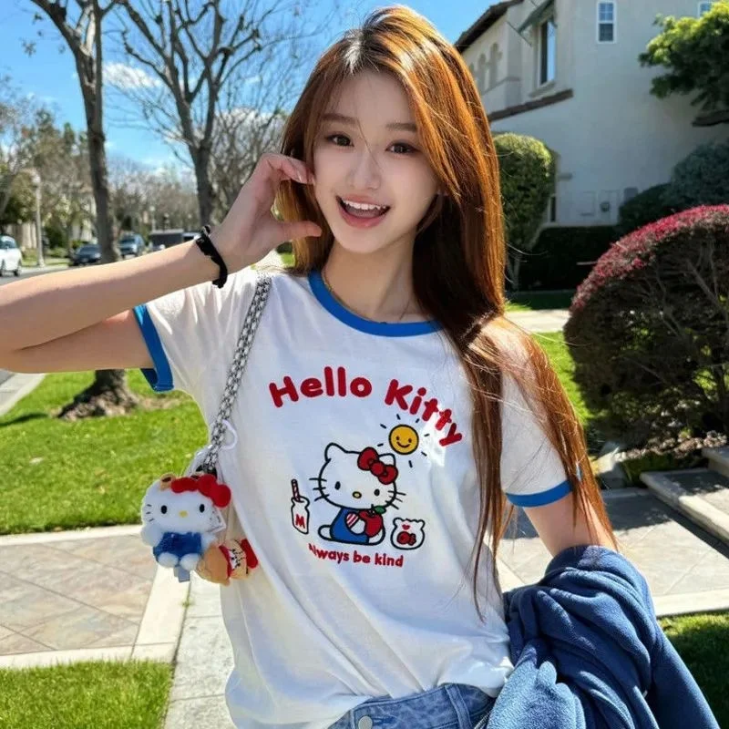 

Anime Hello Kitty T-shirt Quick Drying Short Sleeved Women's Cartoon Summer Student Trendy Loose Top, 3D Printed
